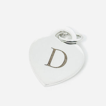 Tiffany Silver Letter D Alphabet Initial Heart Notes Engraved Charm Pendant