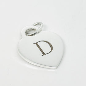 Tiffany Silver Letter D Alphabet Initial Heart Notes Engraved Charm Pendant - 0