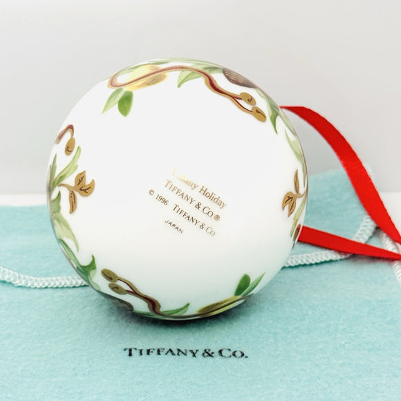 Tiffany Holiday Ball Ornament Christmas Mistletoe Bone China Painted Porcelain