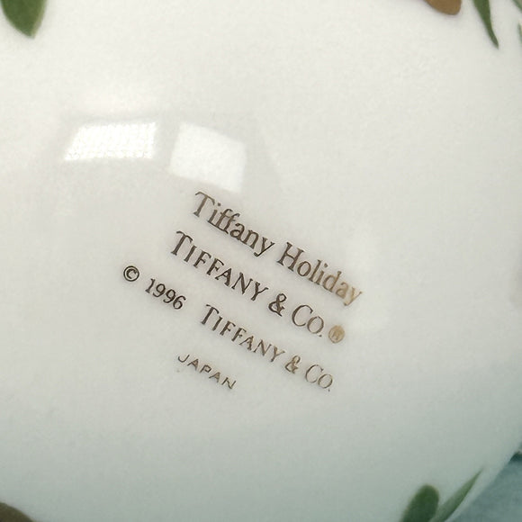 Tiffany Holiday Ball Ornament Christmas Mistletoe Bone China Painted Porcelain