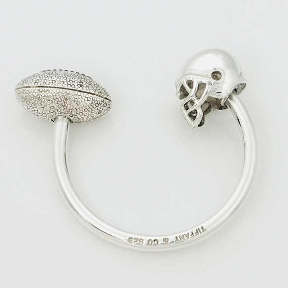 Tiffany Football Helmet Ball Key Ring Keychain in Sterling Silver