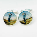 Tiffany Golf Hand Painted Enamel Cufflinks Vintage in Sterling Silver-1