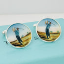 Tiffany Golf Hand Painted Enamel Cufflinks Vintage in Sterling Silver-2