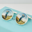 Tiffany Golf Hand Painted Enamel Cufflinks Vintage in Sterling Silver-3