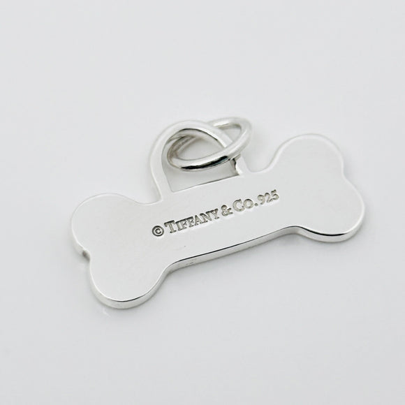 Tiffany & Co Dog Bone Pet ID Tag in Sterling Silver Engravable Charm or Pendant