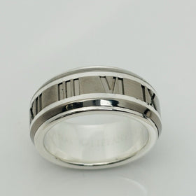 Size 6 RARE Tiffany Atlas Ring in Silver and Titanium Mens Unisex