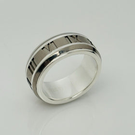 Size 6 RARE Tiffany Atlas Ring in Silver and Titanium Mens Unisex - 0