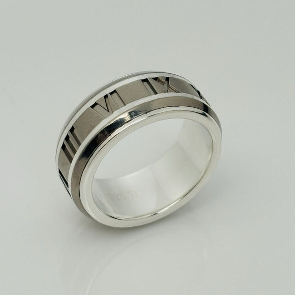Size 6 RARE Tiffany Atlas Ring in Silver and Titanium Mens Unisex