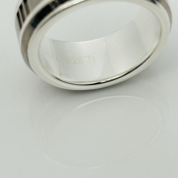 Size 6 RARE Tiffany Atlas Ring in Silver and Titanium Mens Unisex