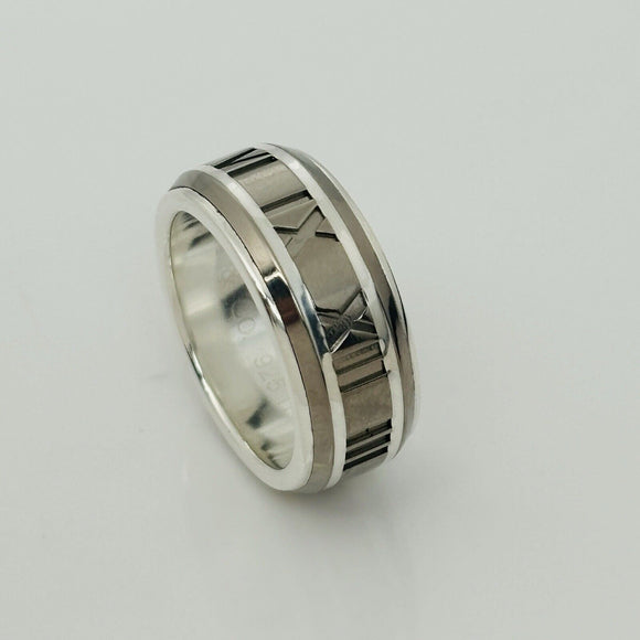 Size 6 RARE Tiffany Atlas Ring in Silver and Titanium Mens Unisex