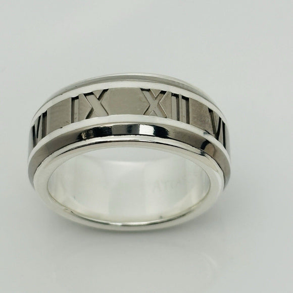 Size 6 RARE Tiffany Atlas Ring in Silver and Titanium Mens Unisex