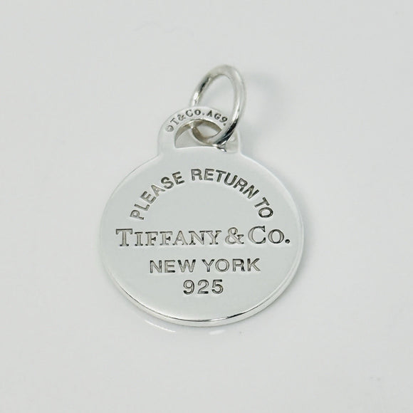 Return to Tiffany& Co. Round Heart Charm or Pendant in Blue enamel and Silver