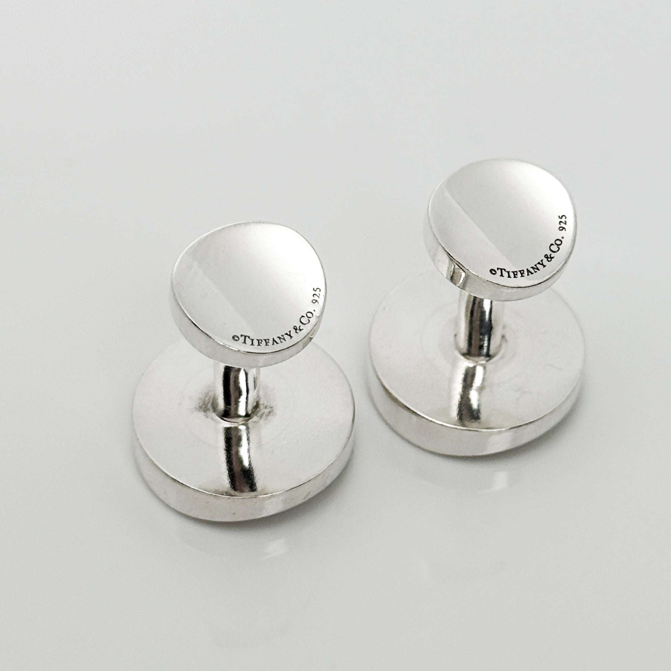 RARE Tiffany & Co 1837 Round Concave Cufflinks in Sterling Silver