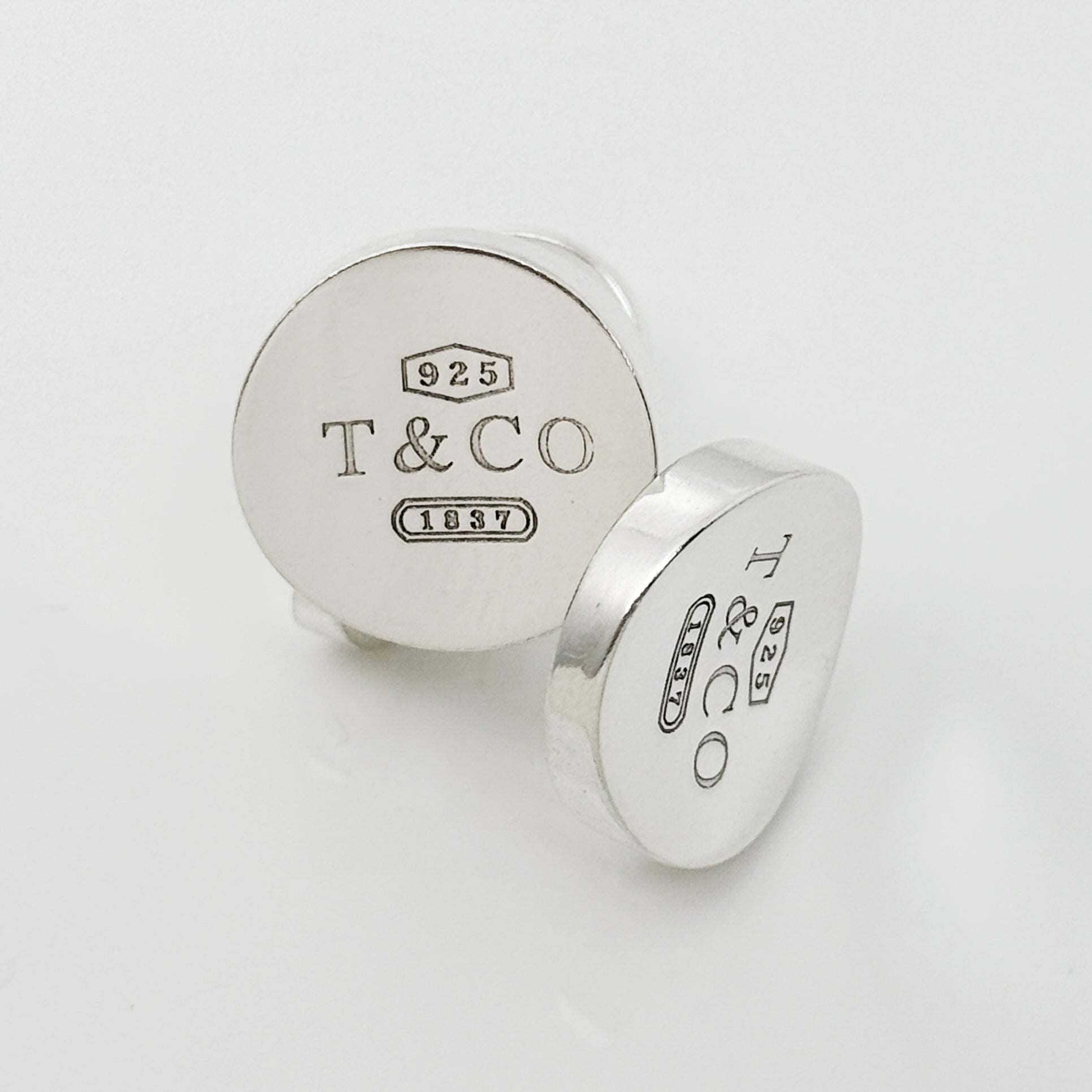 RARE Tiffany & Co 1837 Round Concave Cufflinks in Sterling Silver