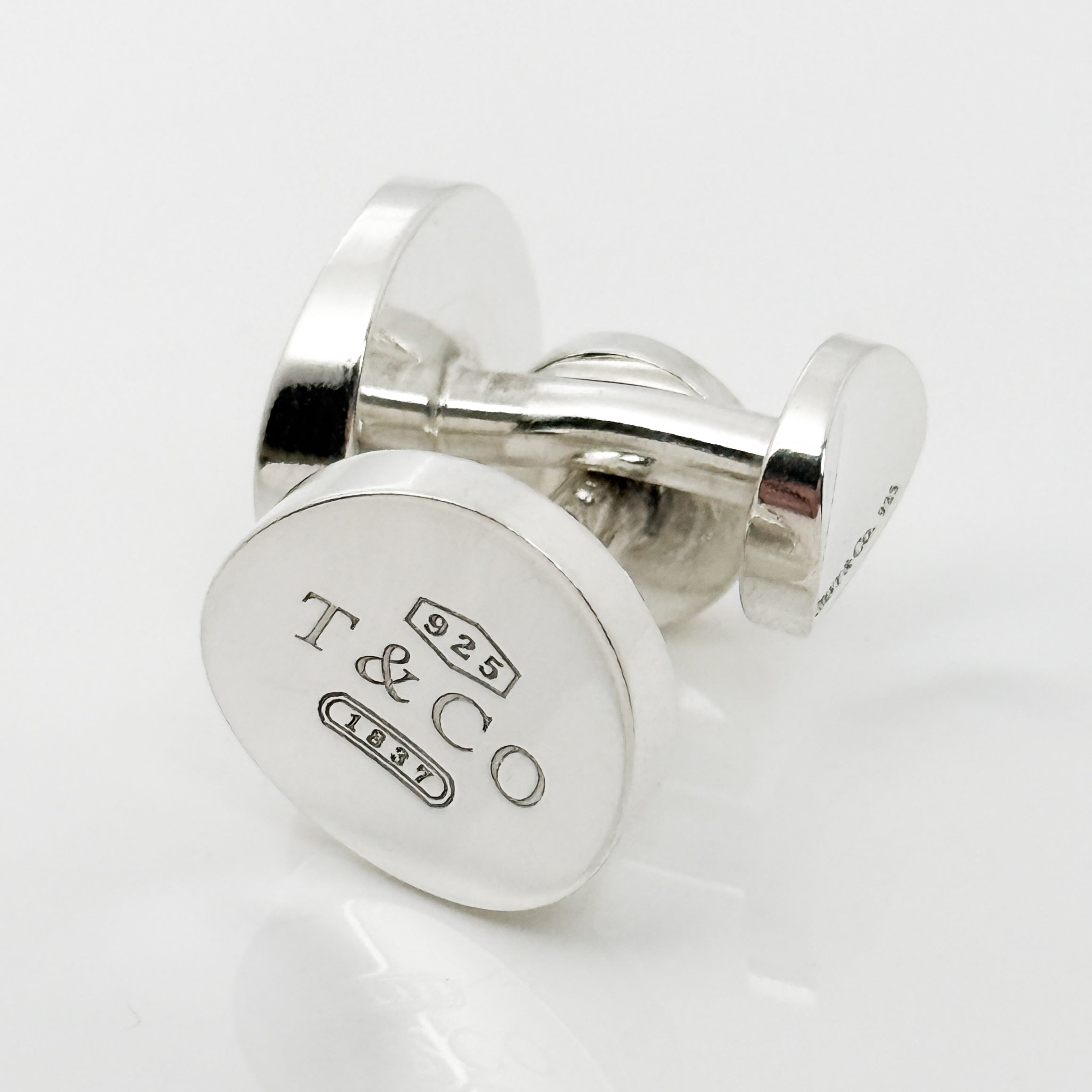 RARE Tiffany & Co 1837 Round Concave Cufflinks in Sterling Silver - 0
