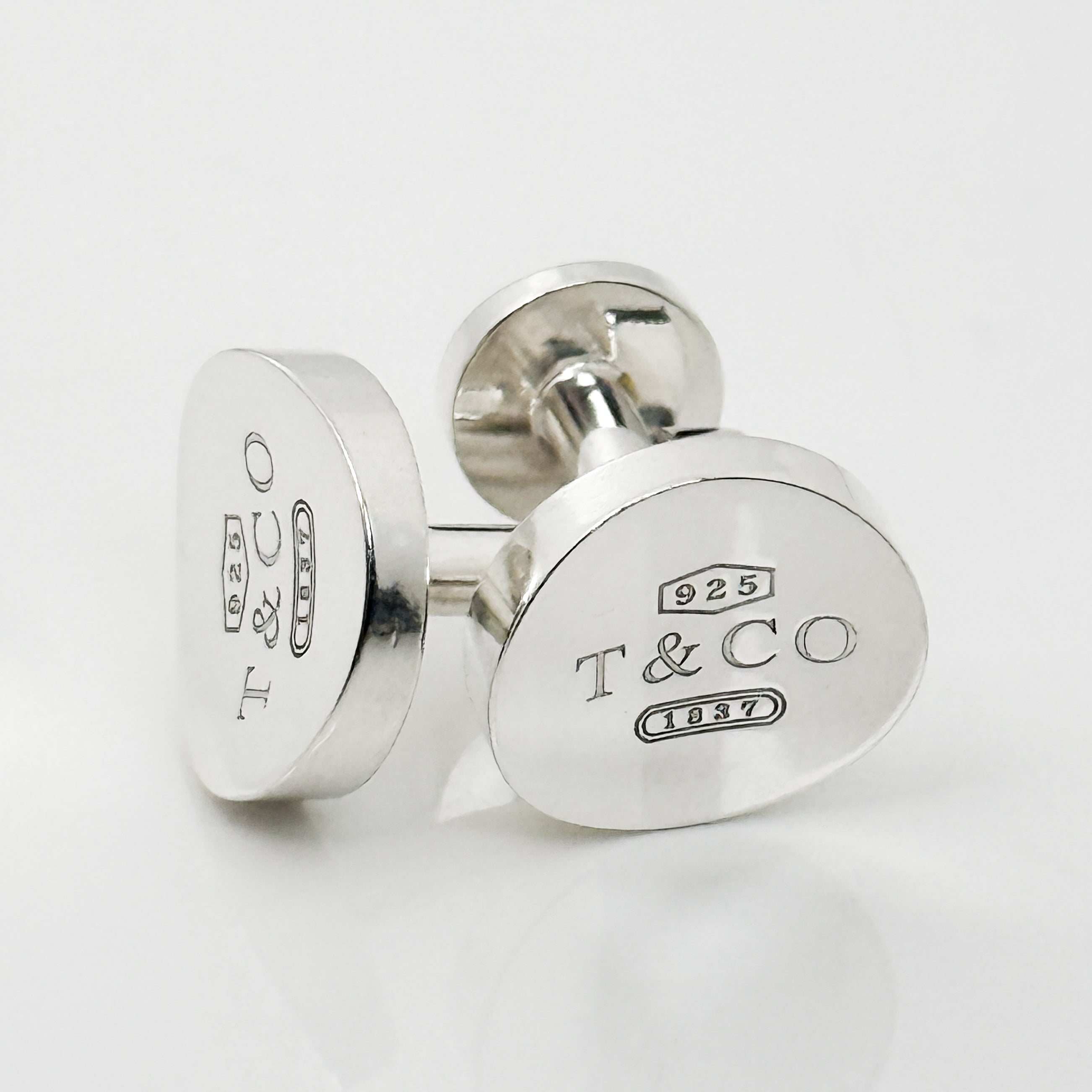 RARE Tiffany & Co 1837 Round Concave Cufflinks in Sterling Silver