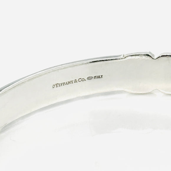 Tiffany & Co Signature X Black Enamel Bangle Bracelet 7.5" in 925 Silver