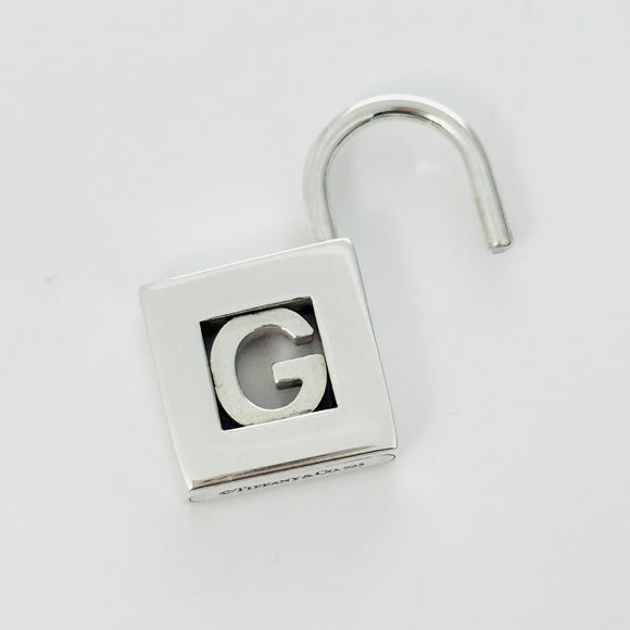 Tiffany & Co. Letter G Alphabet Initial Padlock Charm Pendant in Sterling Silver