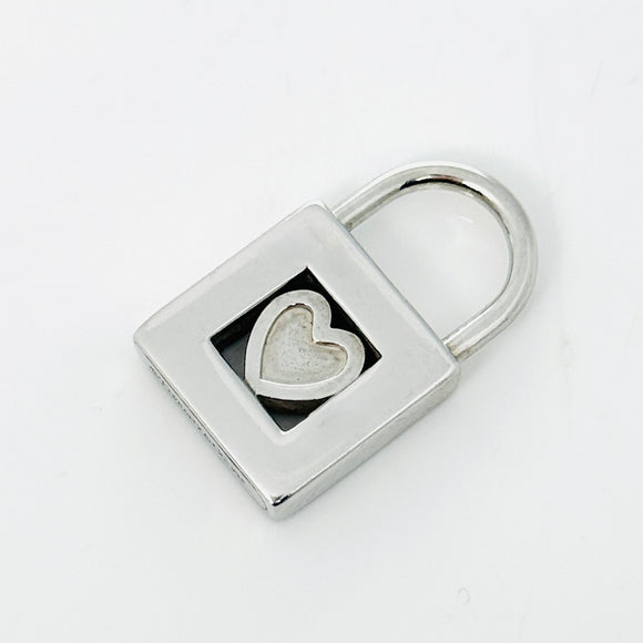 Tiffany & Co Heart Padlock Charm Or Pendant in Red Enamel and Sterling Silver