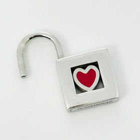 Tiffany & Co Heart Padlock Charm Or Pendant in Red Enamel and Sterling Silver - 0