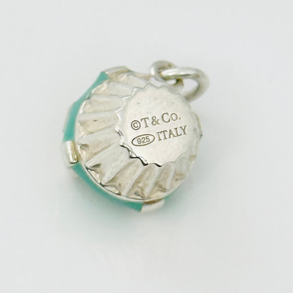 Tiffany Blue Icing Cupcake Charm or Pendant in Blue Enamel and Sterling Silver