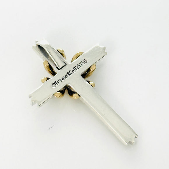 Tiffany & Co. Cross Crucifix Pendant in 925 Silver and 750 18K Gold Mens Unisex