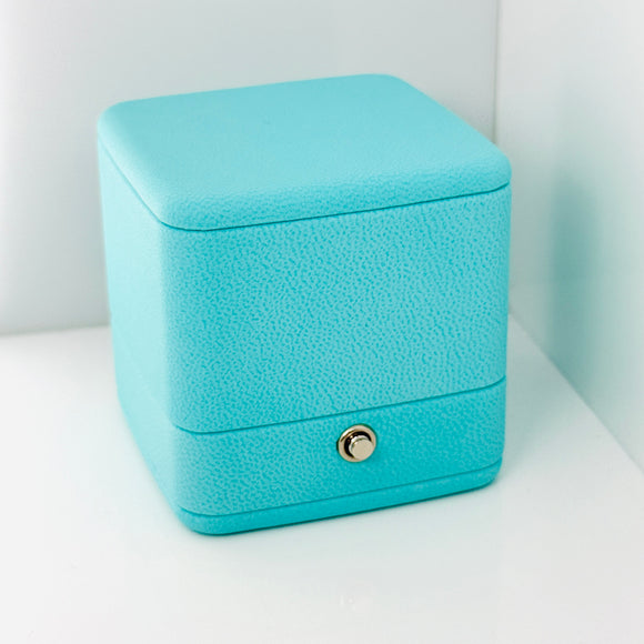 Tiffany & Co. Blue Leather Empty Double 2 Ring Box Large Storage Travel