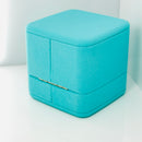 Tiffany & Co. Blue Leather Empty Double 2 Ring Box Large Storage Travel-4