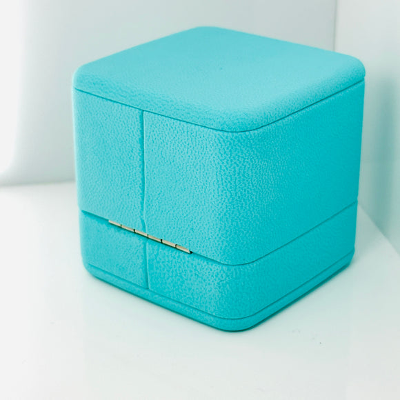 Tiffany & Co. Blue Leather Empty Double 2 Ring Box Large Storage Travel