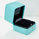 Tiffany & Co. Blue Leather Empty Double 2 Ring Box Large Storage Travel-1