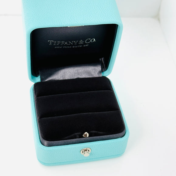 Tiffany & Co. Blue Leather Empty Double 2 Ring Box Large Storage Travel