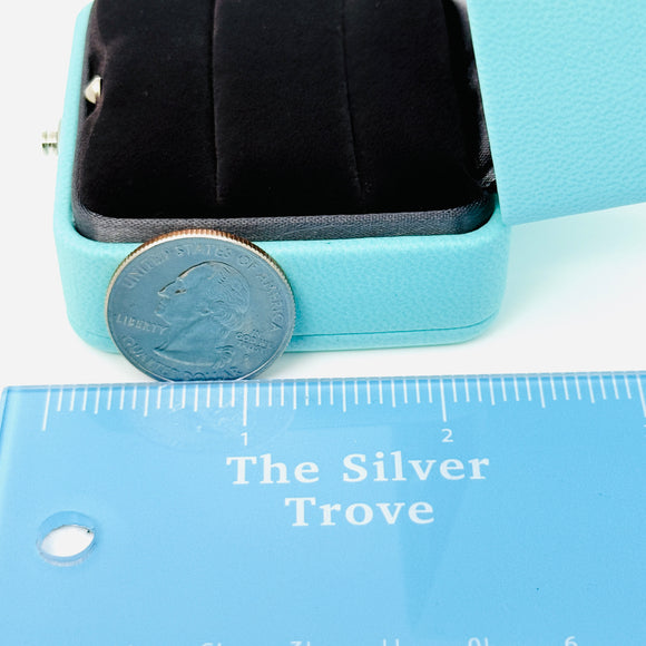 Tiffany & Co. Blue Leather Empty Double 2 Ring Box Large Storage Travel