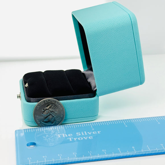 Tiffany & Co. Blue Leather Empty Double 2 Ring Box Large Storage Travel