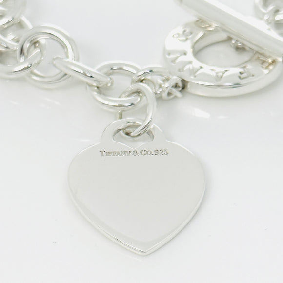 Tiffany & Co. Heart Tag Toggle Charm Bracelet 8" Blank Engravable in 925 Silver