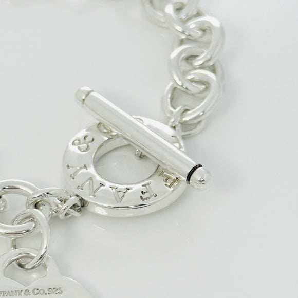 Tiffany & Co. Heart Tag Toggle Charm Bracelet 8" Blank Engravable in 925 Silver