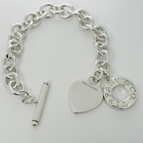 Tiffany & Co. Heart Tag Toggle Charm Bracelet 8" Blank Engravable in 925 Silver - 0