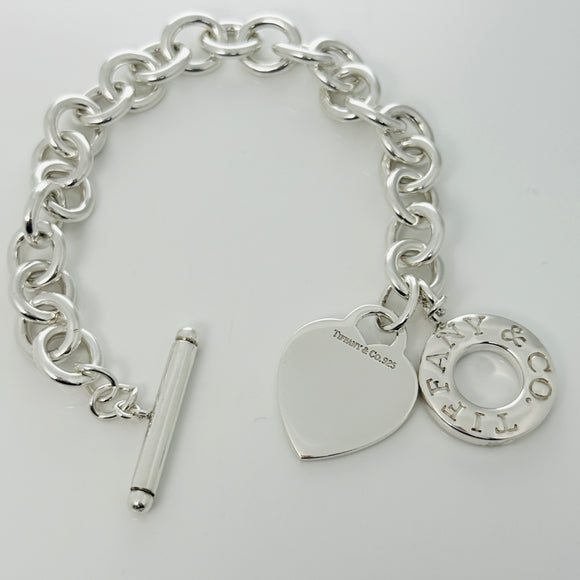 Tiffany & Co. Heart Tag Toggle Charm Bracelet 8" Blank Engravable in 925 Silver