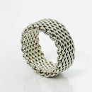 Tiffany & Co. Somerset Mesh Weave Ring Size 6.5 in 925 Sterling Silver-6