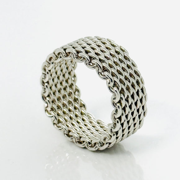 Tiffany & Co. Somerset Mesh Weave Ring Size 6.5 in 925 Sterling Silver