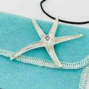 Tiffany Starfish Pendant Extra Large by Elsa Peretti Silver Black Silk Necklace-5