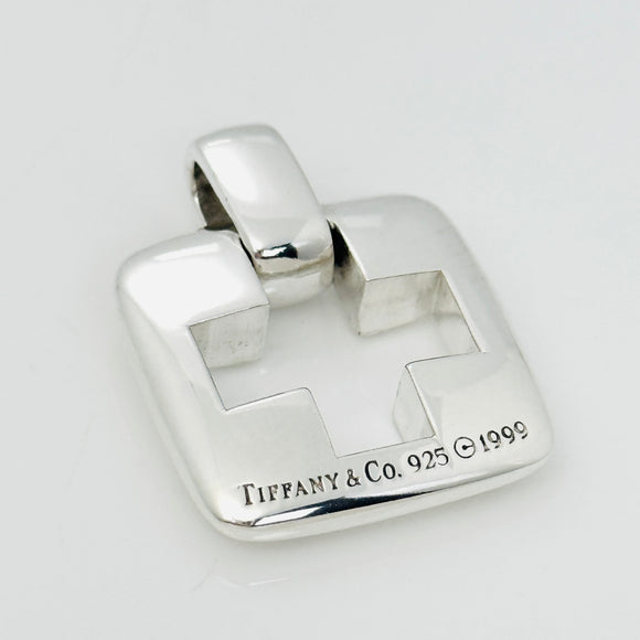 Tiffany & Co Roman Cross Pendant Cutout Stencil Mens Unisex in Sterling Silver