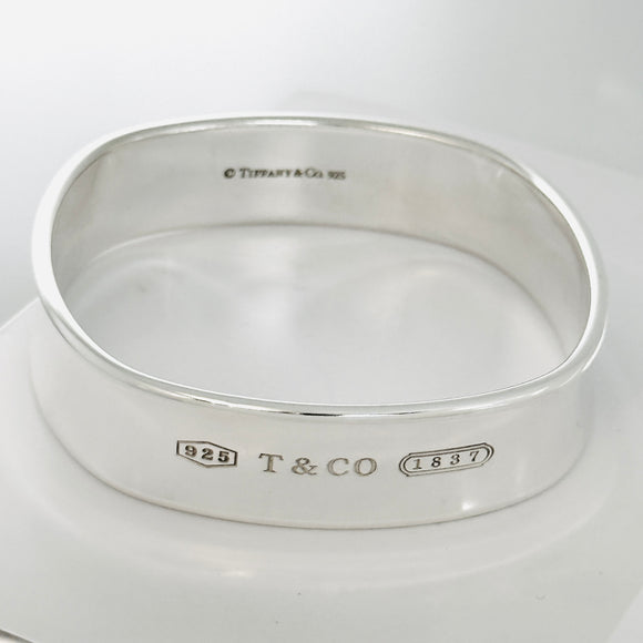 7.5" Tiffany & Co 1837 Square Wide Bangle Bracelet in Sterling Silver Medium