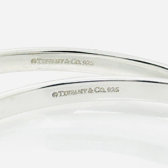 8" Large Tiffany & Co 1837 Double Interlocking Bangle Bracelet in Silver