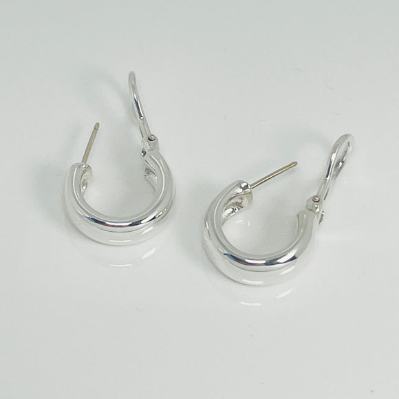 Tiffany & Co Vintage Hoop Huggie Omega Back Earrings in Sterling Silver
