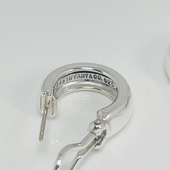 Tiffany & Co Vintage Hoop Huggie Omega Back Earrings in Sterling Silver