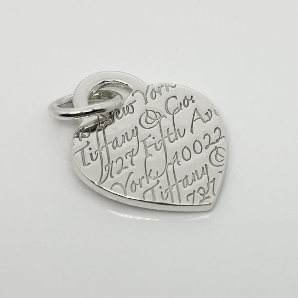 Tiffany & Co Notes 727 Fifth Ave Wave Heart Pendant or Charm in Sterling Silver