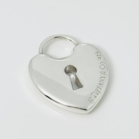 Tiffany Keyhole Heart Padlock Lock Charm Pendant in Sterling Silver