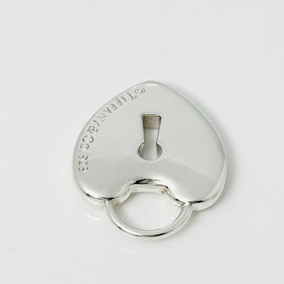 Tiffany Keyhole Heart Padlock Lock Charm Pendant in Sterling Silver