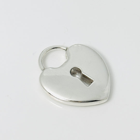 Tiffany Keyhole Heart Padlock Lock Charm Pendant in Sterling Silver