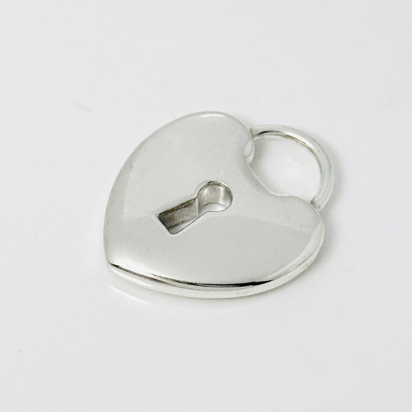 Tiffany Keyhole Heart Padlock Lock Charm Pendant in Sterling Silver